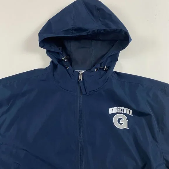 Champion Georgetown Hoyas Windbreaker Jacket Mens Large Blue - Picture 2 of 10